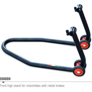 Front high paddock stand for bikes with radial brakes